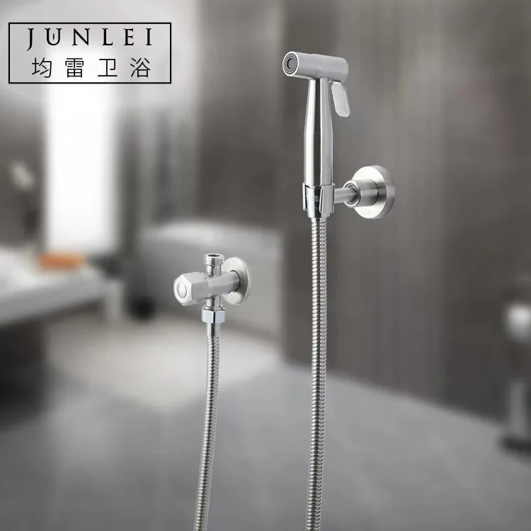 Stainless Steel Pressurized Spray Gun Set Toilet Small Shower Toilet Flushing Double Outlet Small Shower Shower Cleaner