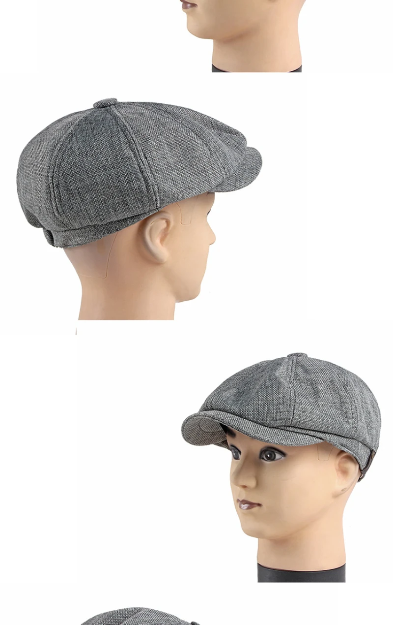HT3669 Berets Frühling Sommer Männer Frauen Kappe Vintage Achteckige Kappe Männlich Weiblich Baumwolle Leinen Baskenmütze Hut Unisex Baskenmütze Kappe Männer – Detail 7