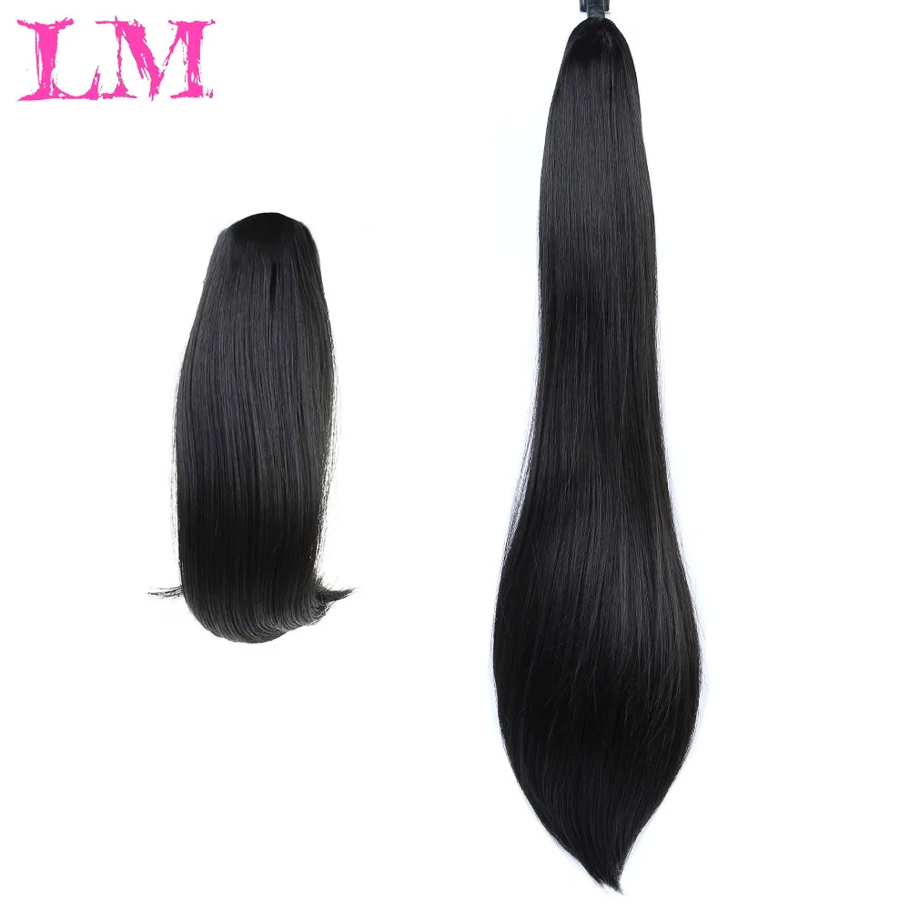 

LiangMo Lady's Wavy Ponytail Short Hair Extended Claw Ponytail Synthetic Black Red Piano Blonde Wig For Women