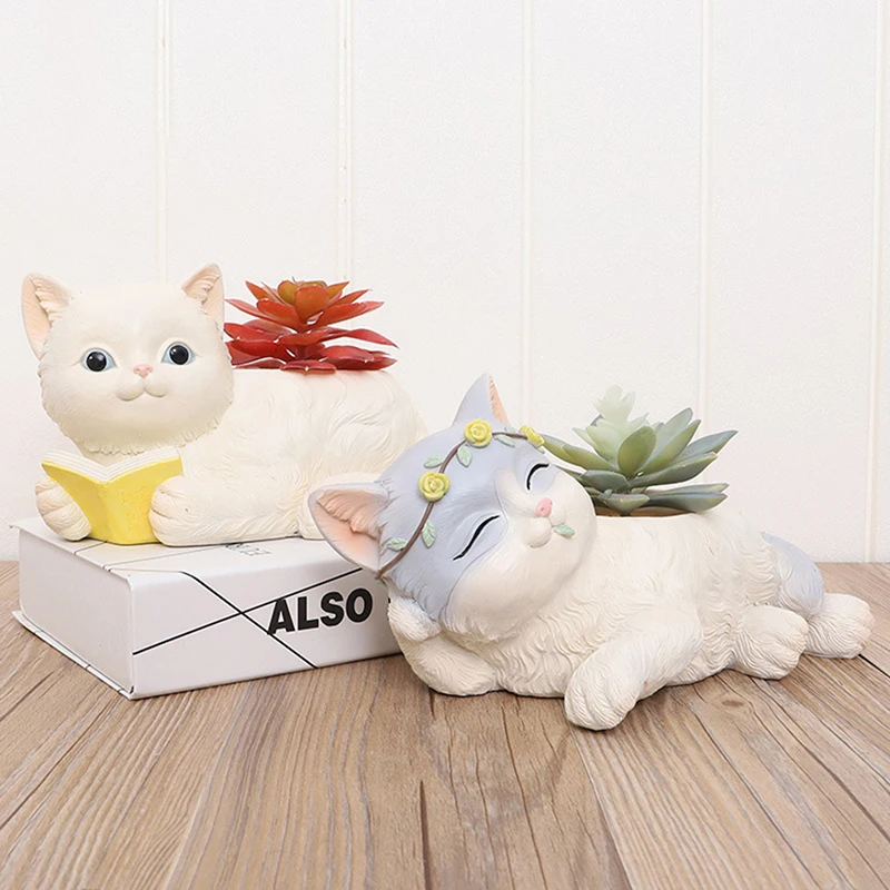 

House Small Note Flower Pot-pastoral Succulent Plants Cat Planter