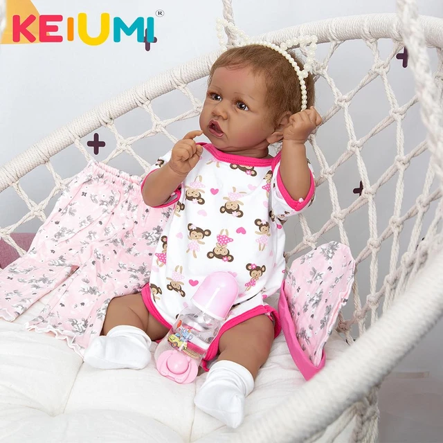 Bebe Reborn Black Skin Full Silicone Reborn Baby Dolls In Pink About 22  Inch Lovely Doll Reborn For Baby Gift Bonecas - Dolls - AliExpress