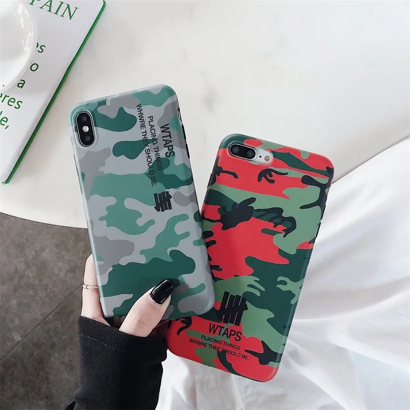 

Cute Japan Camouflage Wtaps Soft silicon cover case for iPhone 7 X 7plus 6 6S plus 8 8plus X XS Max Xr shockproof Fundas Shell