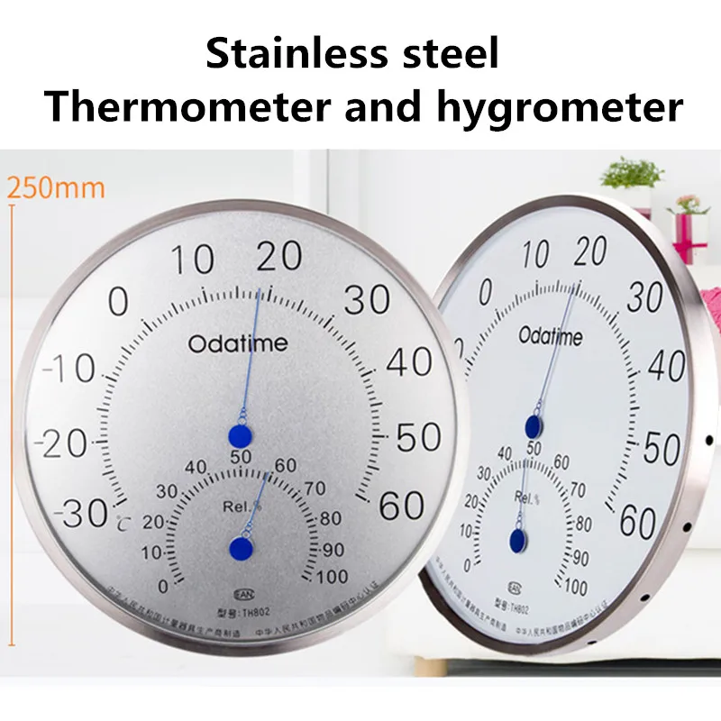 Гигрометр термометр из нержавеющей стали 25 см|Приборы для измерения температуры|