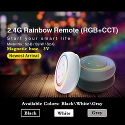 New 2.4G Rainbow Wireless RF Round Magnetic base Remote Control 3V Compatible with MiBOXER RGBW RGB + CCT LED Light / Controller