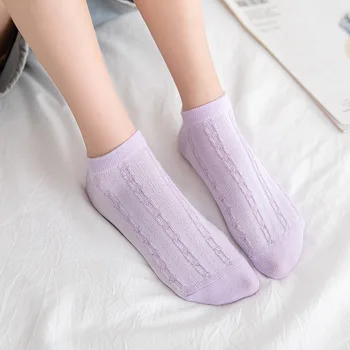 

woman Sock Solid Striped Cotton Ankle Sock Spring Summer Casual lattice female Funny Sock Meias calcetines