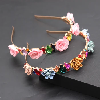 

Exquisite colorful little autumn chrysanthemum rhinestone headband Korean fashion flash rhinestone hair accessories 731