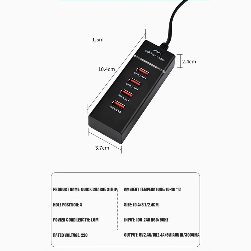 Универсальное быстрое зарядное устройство для телефона с 4 usb-портами, настенный адаптер для быстрой зарядки для IPhone и мобильных телефонов samsung, штепсельная вилка европейского и американского стандарта