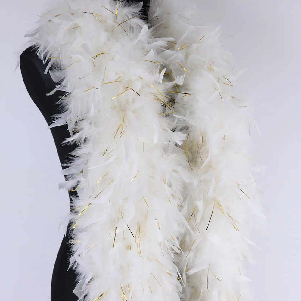 White-Turkey-feather-Gold-wire-boa-Ribbon-DIY-Clothing-Dress-Accessories-Wedding-Party-Decoration-feathers-Crafts (3)