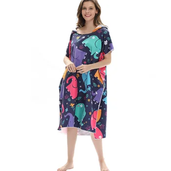 

NEW-Elephant Printing Changing Robe Bath Towel Fashion Outdoor Adult Hooded Beach Towel Poncho Women Bathrobe Towels