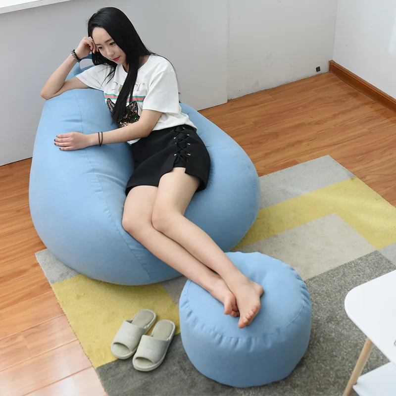 2020 New Large Small Lazy Sofas Cover Chairs without Filler Linen Cloth Lounger Seat Bean Bag Pouf Puff Couch Tatami Living Room