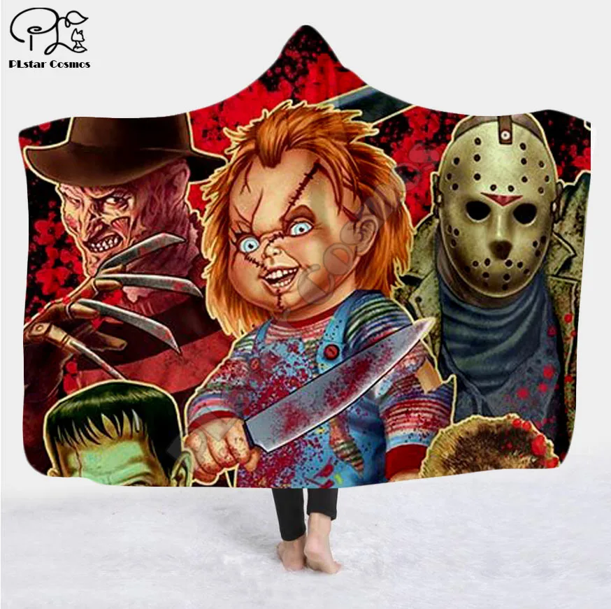 Одеяло с капюшоном для мужчин и женщин одеяло 3D-принтом из фильма ужасов