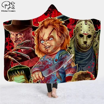 

Halloween horror movie Scream Team Blanket Hooded Blanket 3D full print Wearable Blanket Adults men women Blanket style-7