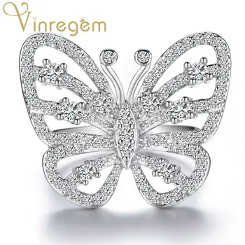 

Vinregem Luxury 925 Sterling Silver Created Moissanite Wedding Engagement Butterfly Ring Fine Jewelry Wholesale Drop Shipping