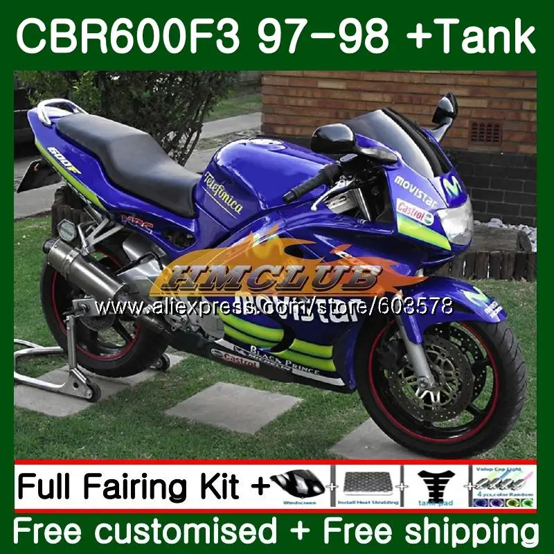 Майка для HONDA CBR600F3 CBR600RR CBR 600F3 FS 600CC Movistar Синий 68CL. 17 CBR600 F3 97 98 CBR600FS CBR 600 F3 1997 1998 обтекатель