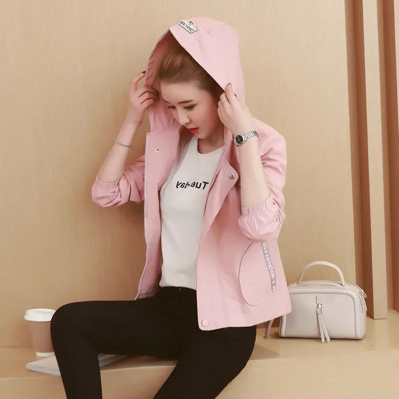 

Photo Shoot 2018 Spring Clothing Short Coat Women's New Style Korean-style Hooded Tops Long Sleeve Casual Jacket Women's