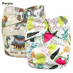 Porouro fralda de pano reutilizável para bebê, fralda de pano com reforço de perna dupla, fraldas ecológicas em carvão de bambu ajustável