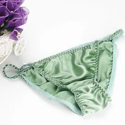 grass green Модные шелковые сексуальные трусики, Женские Трусы-стринги - Цвет: grass green