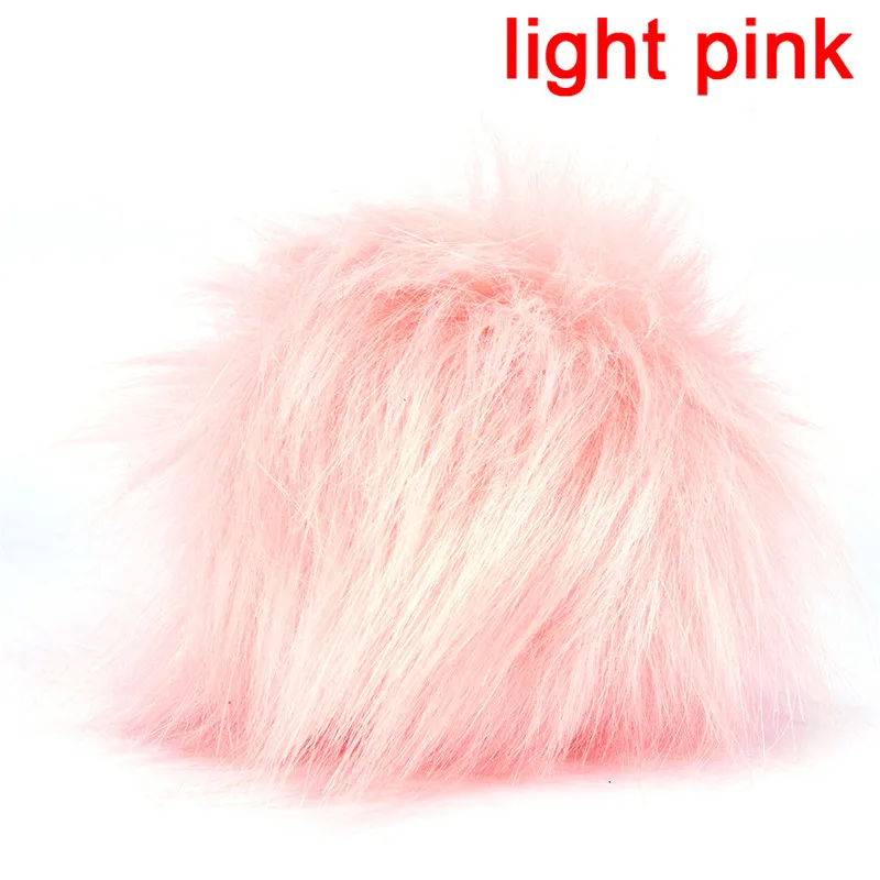 Light pink 10 см/3,9 дюйма DIY помпоны из искусственного меха брелок пушистый помпон с эластичной петлей для шляп брелок аксессуары - Цвет: Light pink