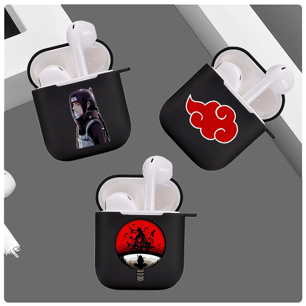 Чехол для Apple Airpods 1 2 мягкий черный чехол из ТПУ с рисунком Аниме Наруто Саске