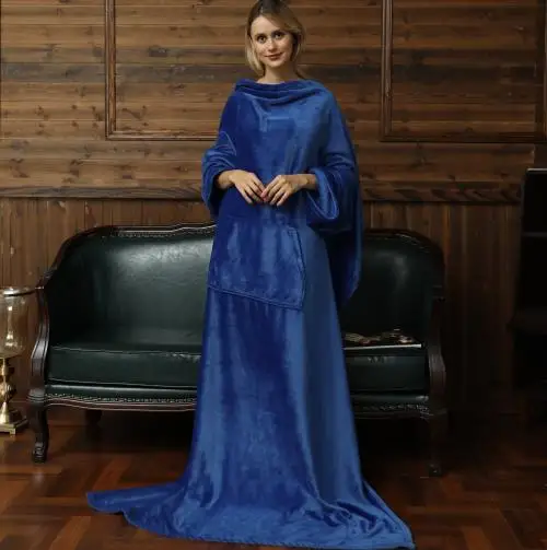 Blue Новинка, одеяло с капюшоном для взрослых, зимнее одеяло для дивана, телевизора, с капюшоном, Коралловое флисовое теплое одеяло, 130x180 см - Цвет: Blue