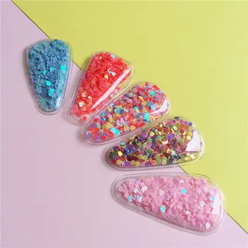 

50PCS Quicksand Heart Sequin inner PVC snap clips covers bling blings 5.0cm hairpin covers for DIY kids hair accessories