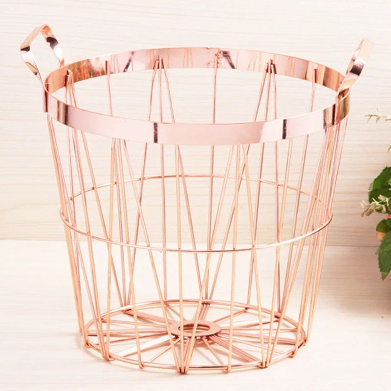 Metal Iron Nordic Style Dirty Clothes Storage Basket Organizer for Home Bedroom Living Room Laundry Room
