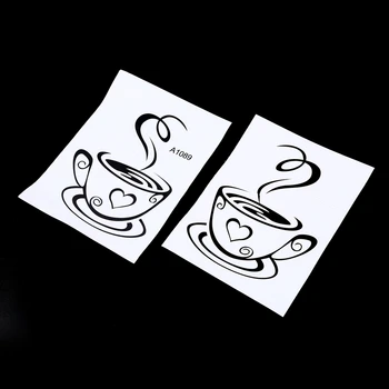 Newest Black Coffee Cups Wall Art Stickers PVC Coffee Sticker Decal Decoration for Kitchen Cafe Restaurant DIY