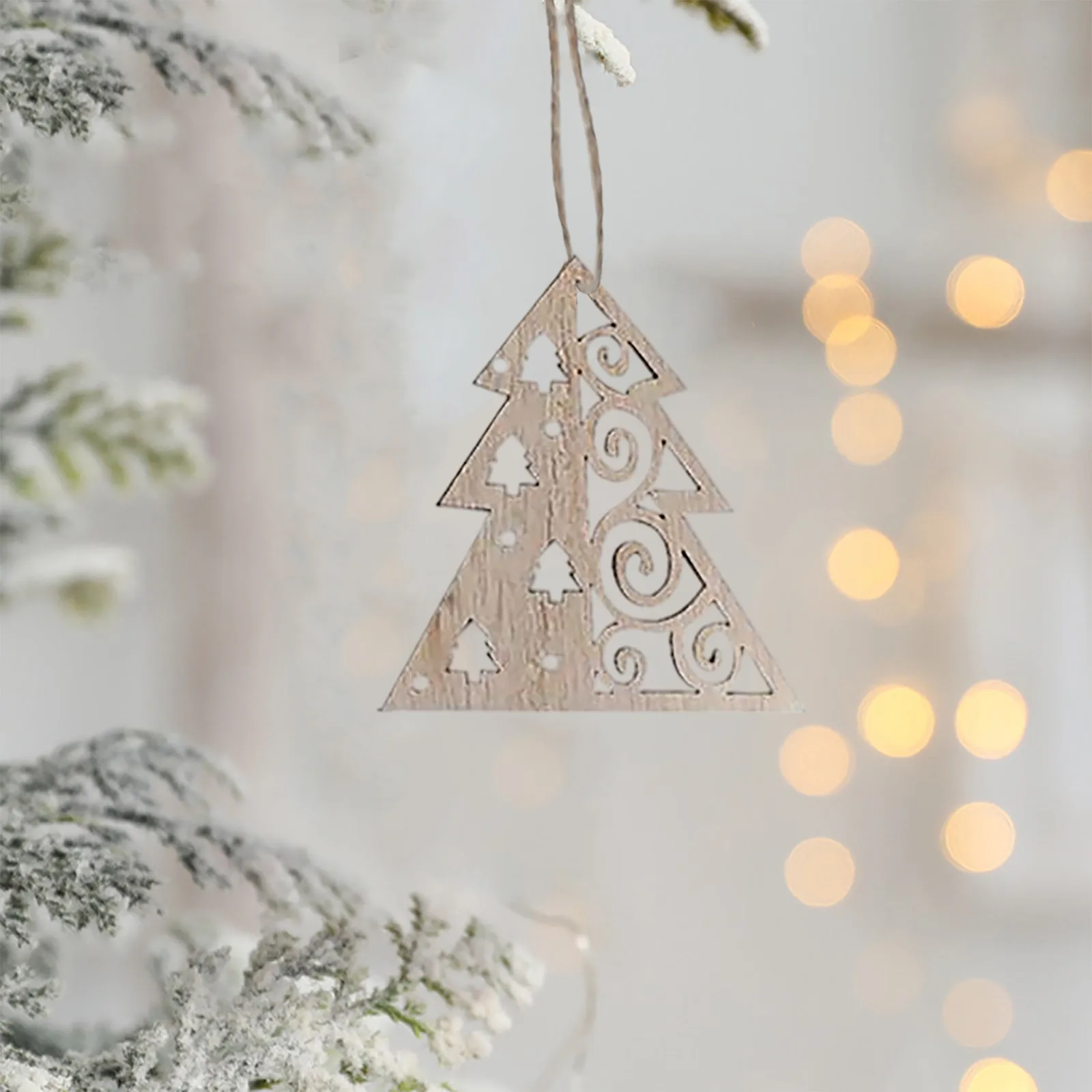 6pcs Christmas Snowflakes Wooden Pendants Xmas Tree Ornaments Home Hanging Decor Navidad Merry Decorations For | Дом и сад