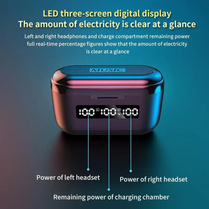 TWS Bluetooth 5 1 Wireless Headphone Digital LED Display In ear Sport Earphones Music Stereo Headset Noise Reduction