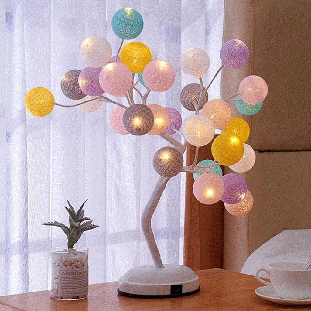 Guirlande lumineuse à LED en boule de coton, décoration d'arbre de noël,  féerique, boules décoratives, batterie, lampe de Table USB - AliExpress