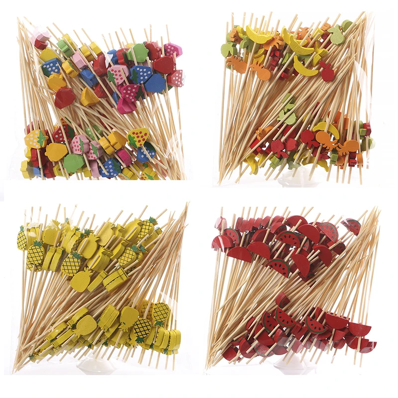 

100PCS Cocktail Sticks Cute Toothpicks Fruit Food Picks For Kids Salad Dessert Sandwich Buffet Decorative Stick Kitchen Tools