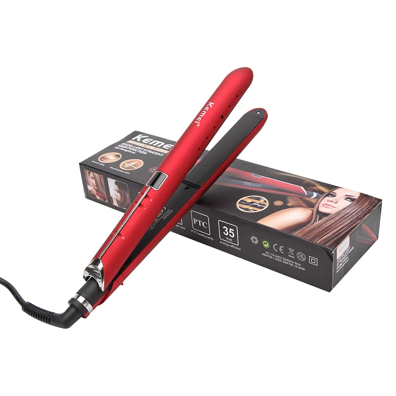 Red Kemei 2055 выпрямитель для волос плоский Утюг Профессиональный светодиодный дисплей влажные и сухие щипцы для завивки волос plancha de pelo - Цвет: Red