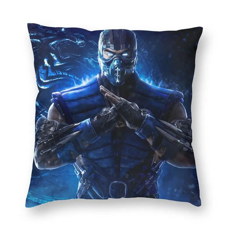 

Квадратный чехол для диванной подушки Bluish Radiance Sub Zero, чехол для диванной подушки с принтом в виде видеоигры Mortal Kombat, домашний декор
