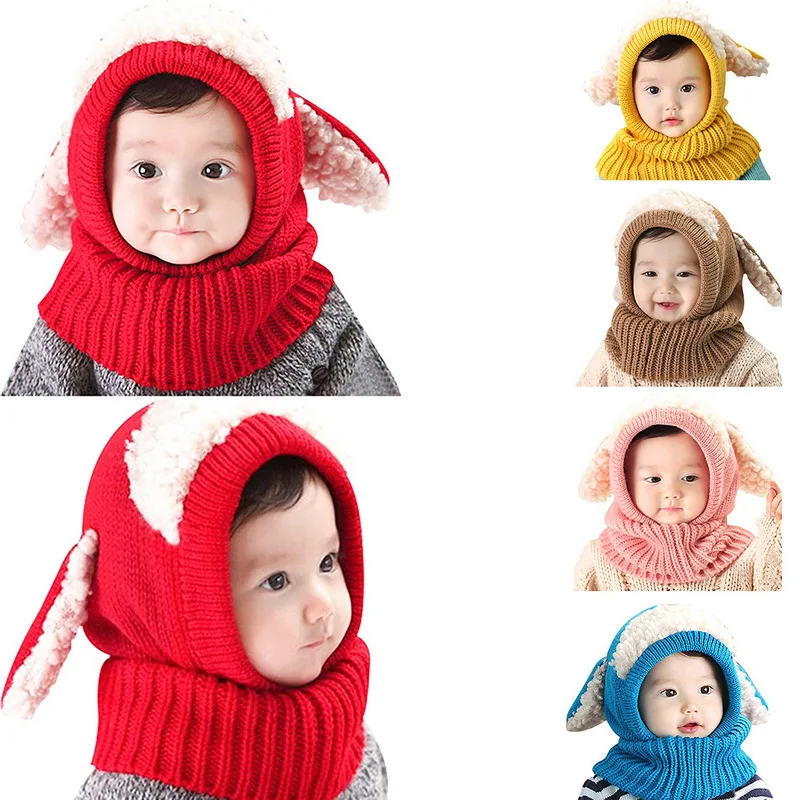 Kids Winter Hats Girls Boys Children Warm Caps Scarf Set Baby Bonnet Enfant Cartton Cute Hat Girl Boy Photograph Props