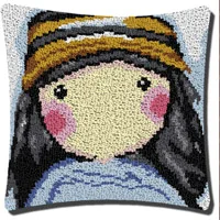 Лиловый Horse-Cushion-Latch-Hook-Kit-Pillow-Mat-DIY-Craft-Flower-42CM-42CM-Cross-Stitch-Needlework-Crocheting - Цвет: Лиловый