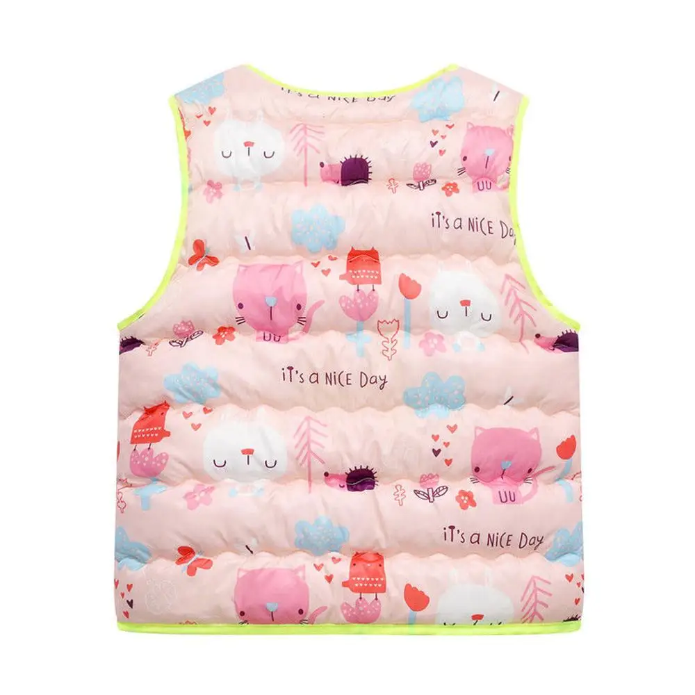 Toddler Kids Baby Girls Boys Sleeveless Print Cartoon Warm Waistcoat Cute Jacket Colorful Autumn Fashion Tops For 2-7T Kids