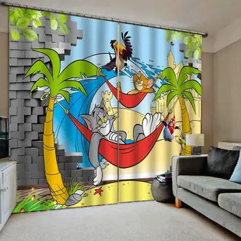 

Cartoon curtains 3D Curtain Luxury Blackout Window Curtain Living Room Decoration curtains