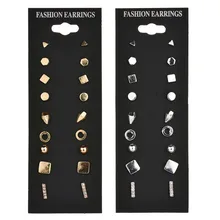 Модные серьги, набор колец для ушей, набор из 9 комплектов, простые красивые серьги-гвоздики для женщин, для девочек, ювелирный подарок A1