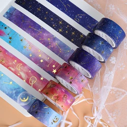 Gold Foil Washi Tape Decorative Washitape Stationery Starry Sky Japanese Adhesive Stickers School Supplies 2m Masking Tape