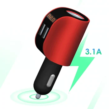 

High Quality Multifunction 3.1A Dual USB Port Charger Cigar Lighter Fast Charging With Digital Display Fit For 12-24V Vehicles