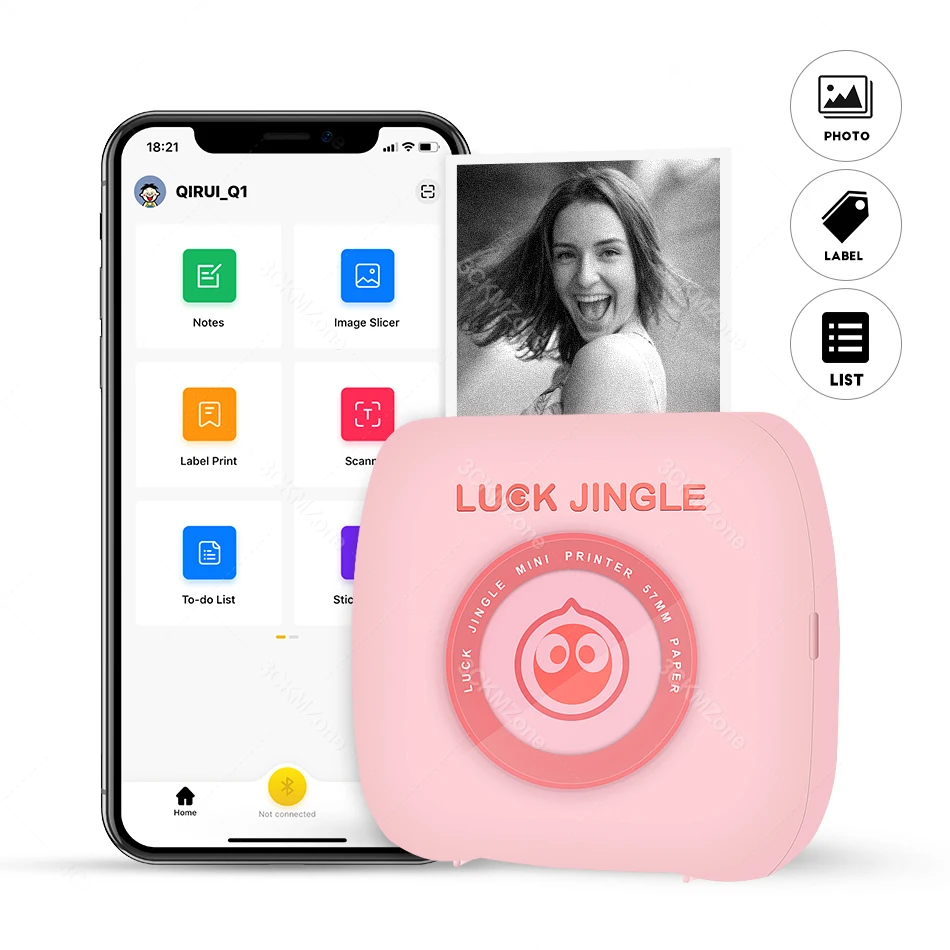 Супер мини беспроводной Bluetooth Термопринтер для печати этикеток Inkless Карманный