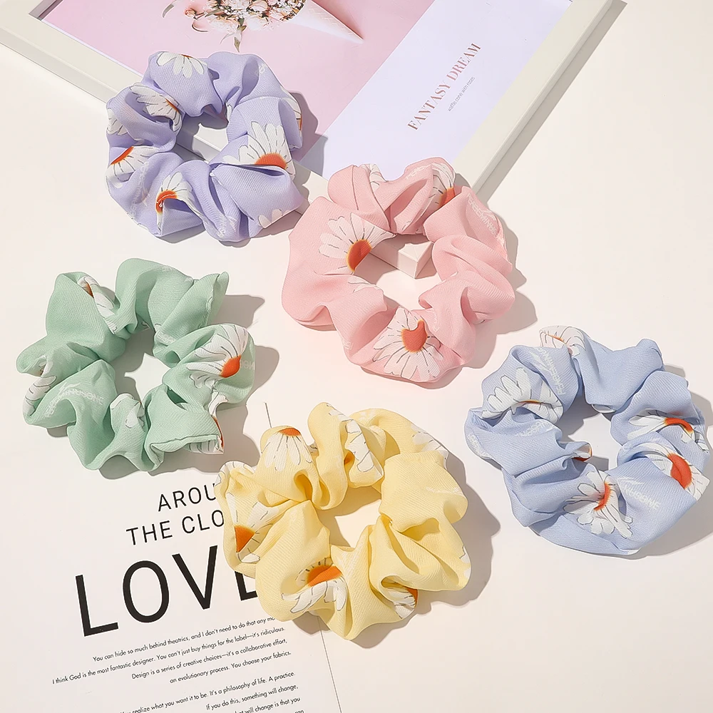 

Ins Hot Flower Scrunchies Elastic Hair Bands Women Scrunchy Girls Sweet Hair Accessories Floral Ponytail Holder Rubber Hair Ties