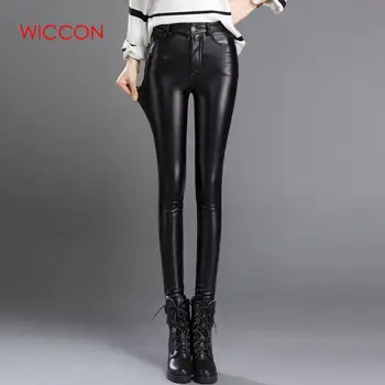 

Skinny High Waist PU pants Strench Plus Size 3XL Black faux Leather Pencil Pants women trousers Pantalon Cuero Mujer pantalon