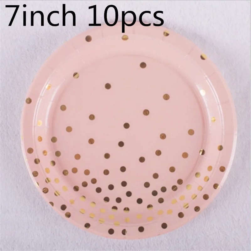 7inch plate 10pcs Золото Фольга точка Бумага пластины вечерние украшения одноразовая посуда Бумага тарелка для обеда торты Свадебная вечеринка поставки - Цвет: 7inch plate 10pcs