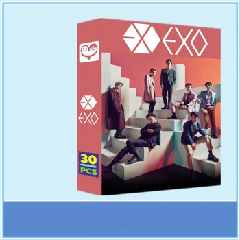 

30 Pcs / Set Kpop EXO Group 2020 New LOMO Card Retro Small Card Message Card Greeting Card Note Blessing Card Collection Gift
