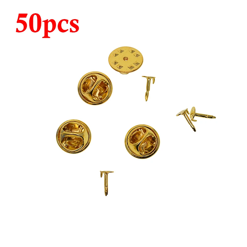 50pcs/set Stainless Steel Round Brooch Pin Base Tray Tie Tack Blank Pins Set Lot