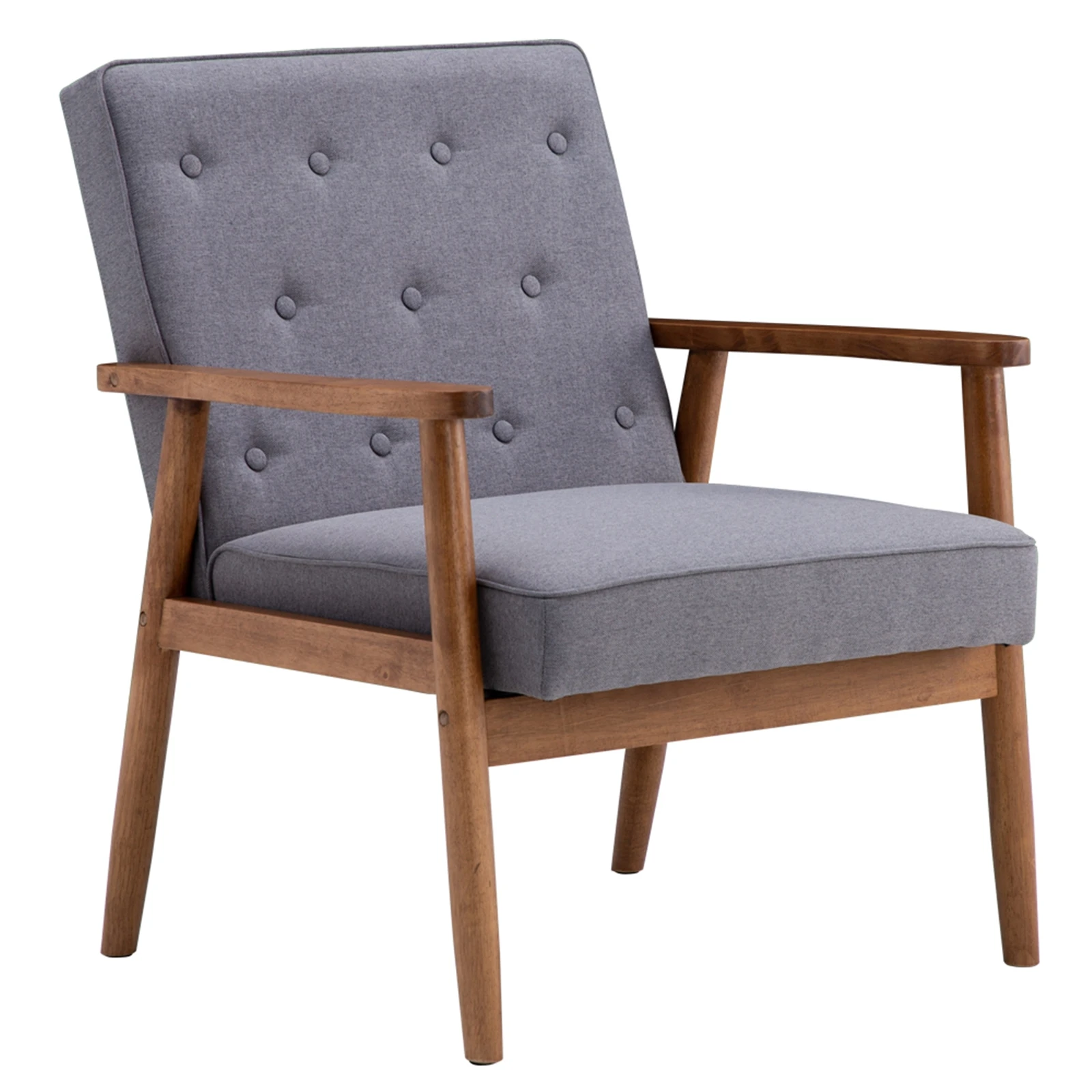 

(75 x 69 x 84)cm Retro Modern Wooden Single Chair Grey Fabric US Warehouse In Stock