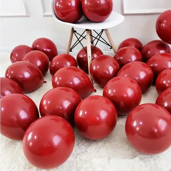

50PCS 100PCS New 12inch Ruby Red Glossy Metal Pearl Latex Balloons Chrome Metallic Color Red Ball Birthday Wedding Party Decor