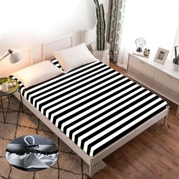 

1 pc 100% polyester high-grade printing encryption fabric With button fitted sheet four corners elastic Various specifications