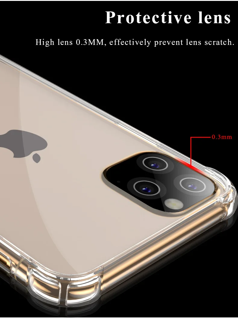 Прозрачный чехол из ТПУ для iPhone 11 Pro Max, высококачественный мягкий силиконовый Жесткий чехол из поликарбоната, ударопрочный чехол для iPhone 11 Pro Max Coque